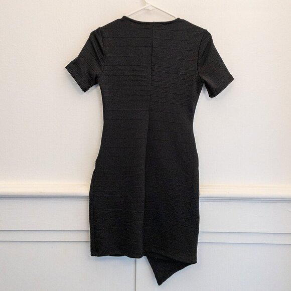 June & Hudson Black Bodycon Mini Dress – Size Small | Asymmetrical Hem, Stretch - Picture 2 of 4